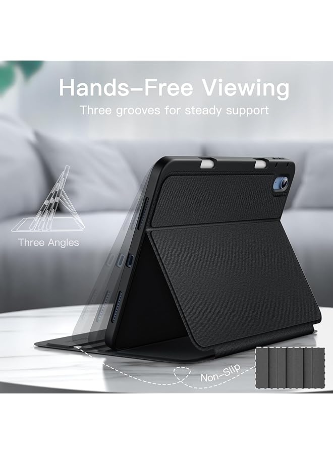 جي تيك حافظة لجهاز ايباد 10 10.9 انش موديل 2022 الجيل العاشر مع حامل قلم وحامل رفيع وغطاء واقي للكمبيوتر اللوحي مع زوايا مشاهدة متعددة باللون الأسود - Image 3