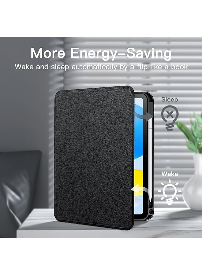 جي تيك حافظة لجهاز ايباد 10 10.9 انش موديل 2022 الجيل العاشر مع حامل قلم وحامل رفيع وغطاء واقي للكمبيوتر اللوحي مع زوايا مشاهدة متعددة باللون الأسود - Image 5