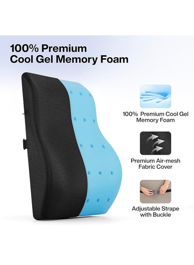 Gel Memory Foam Lumbar Back Support for Office Chair & Car Seat – Orthopedic Back Rest Cushion for Lower Back Pain Relief & Sitting Comfort - Image 3