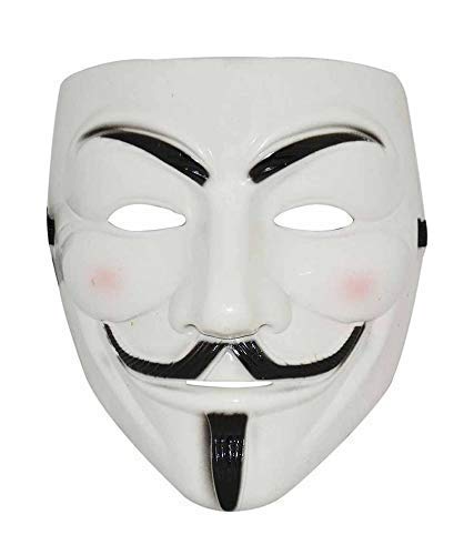 FAVELA Plastic Fawkes Anonymous VIP Edition Face Mask - Perfect Fit for Cosplay, Protest (V for Vendetta Hacker) (Black & White) - Image 2