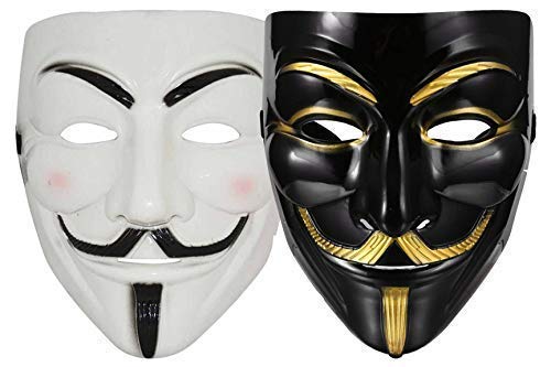 FAVELA Plastic Fawkes Anonymous VIP Edition Face Mask - Perfect Fit for Cosplay, Protest (V for Vendetta Hacker) (Black & White) - Image 5