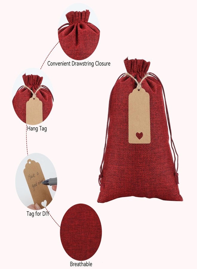 Tapleap Burlap Bags with Drawstring - 30Pcs 7x10 Red Gift Sacks with Tags&String for Wrapping Graduation, Juneteenth, Father's Day Favors, Wooden Cross, For Birthday, Wedding, Party, Church - Image 5