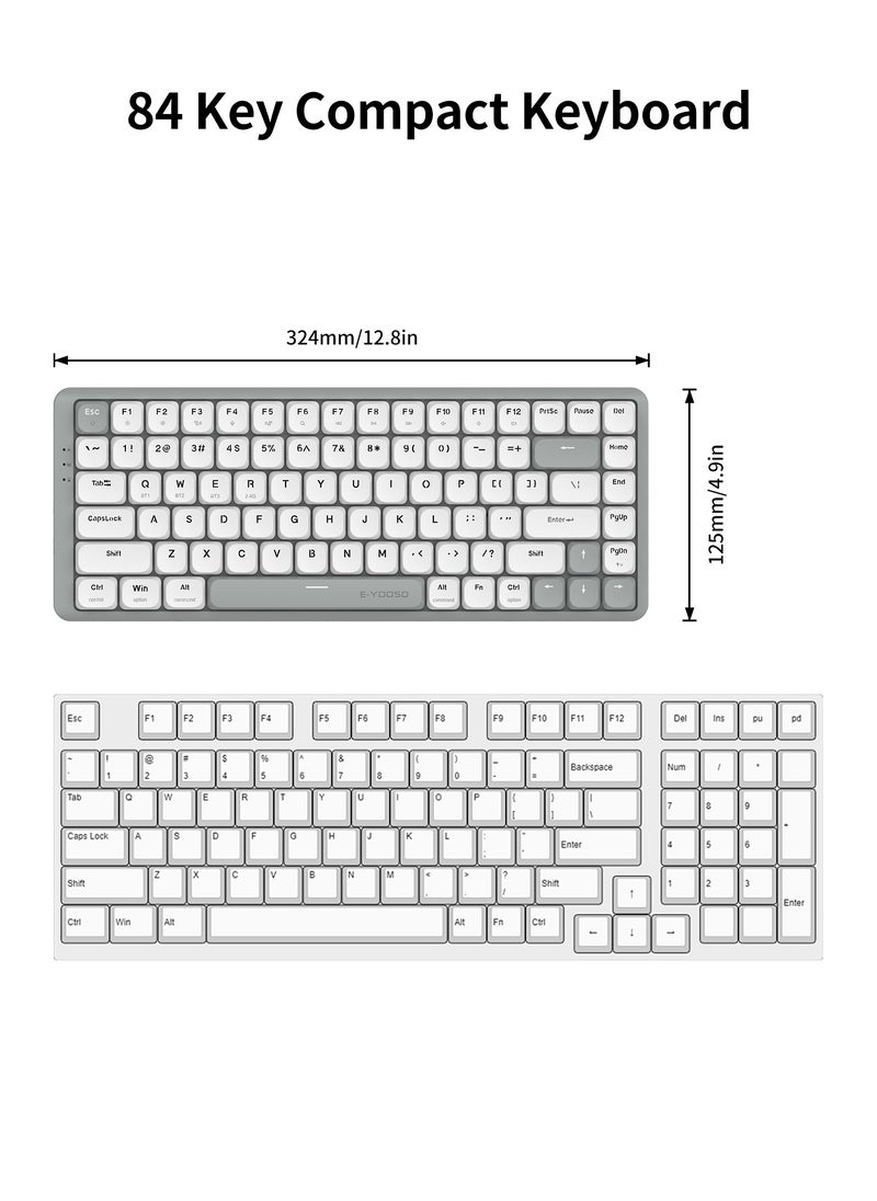 E-YOOSO Z-84 Wireless Mechanical Keyboard, 75% Tri-Mode 84 Keys Ultra-Thin Gaming Keyboard, Low-Profile Aluminum Top Plate, 100% Supported Win/Mac System  - Image 3