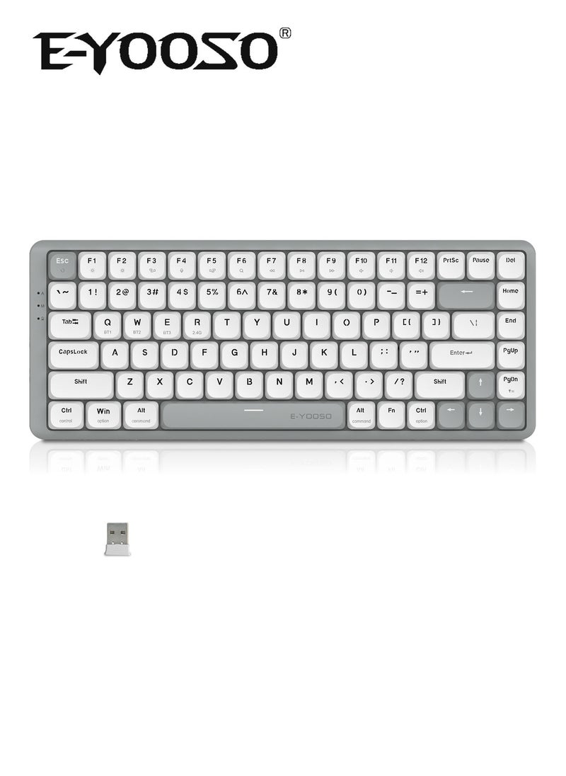 E-YOOSO Z-84 Wireless Mechanical Keyboard, 75% Tri-Mode 84 Keys Ultra-Thin Gaming Keyboard, Low-Profile Aluminum Top Plate, 100% Supported Win/Mac System  - Image 1