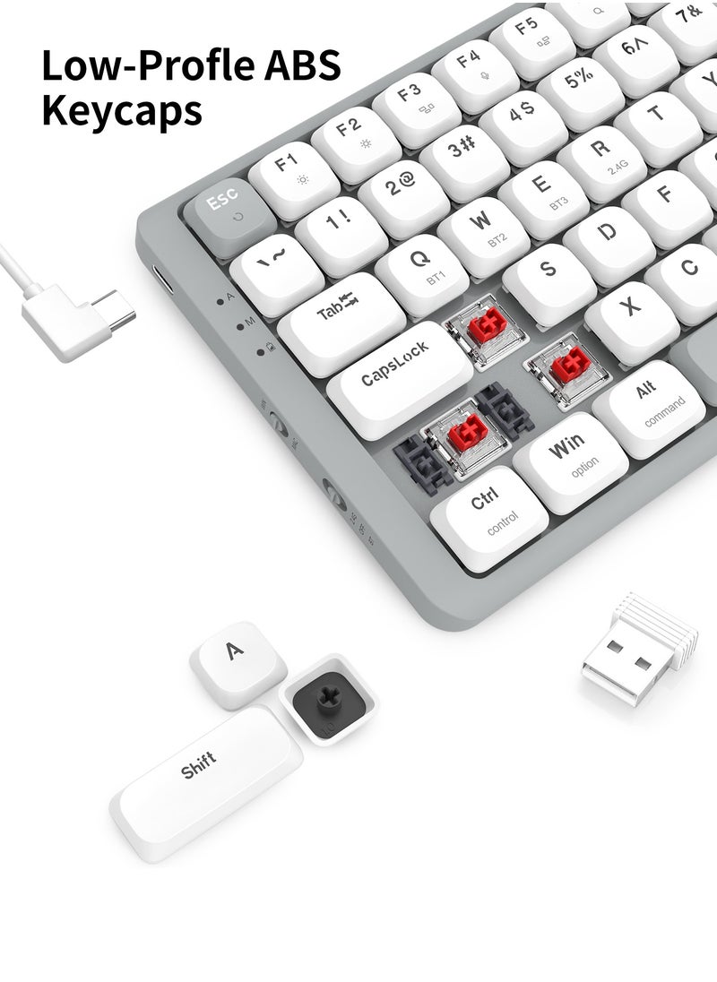 E-YOOSO Z-84 Wireless Mechanical Keyboard, 75% Tri-Mode 84 Keys Ultra-Thin Gaming Keyboard, Low-Profile Aluminum Top Plate, 100% Supported Win/Mac System  - Image 4