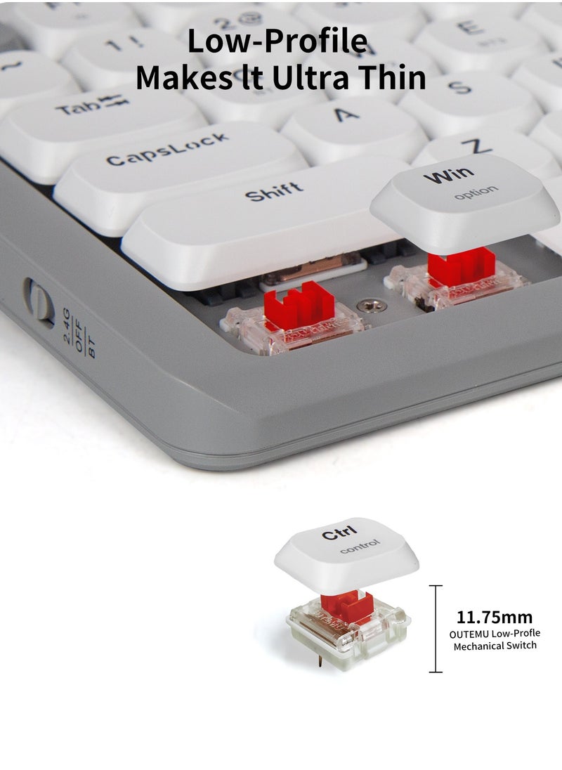 E-YOOSO Z-84 Wireless Mechanical Keyboard, 75% Tri-Mode 84 Keys Ultra-Thin Gaming Keyboard, Low-Profile Aluminum Top Plate, 100% Supported Win/Mac System  - Image 5