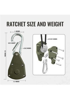 Generic 2 Pcs 4 Meters Ratchet Tie Down Rope Canopy Tent Tie Downs Strap Retractable Hanger with Hooks Clips 4mm in Diameter (Army Green 2Pcs)  - Image 4