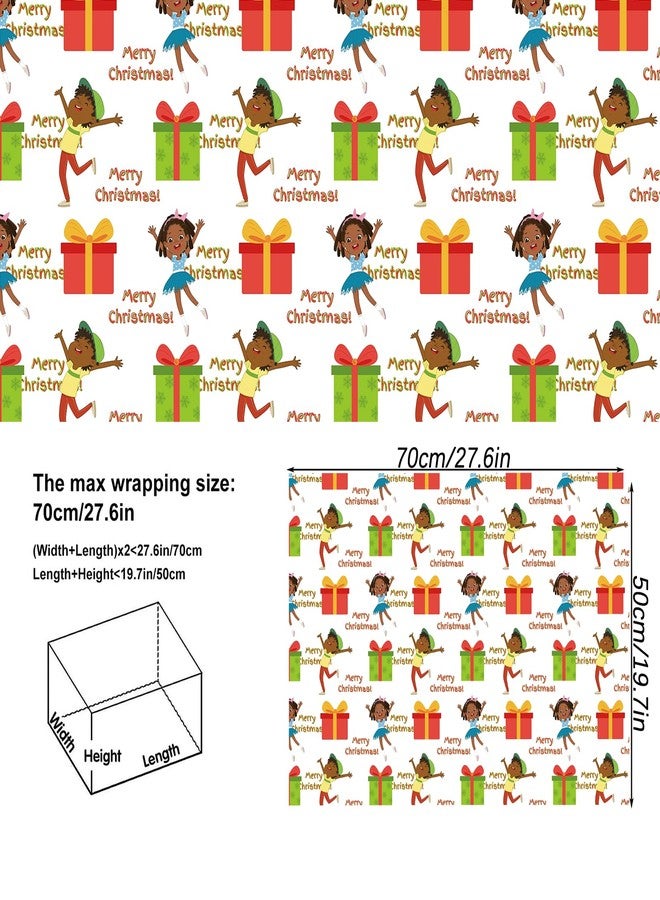 Vnaaem African American Christmas Wrapping Paper Black Santa Gift Wrap Paper Bulk Cute Xmas Designs for Black People Winter Holiday Birthday - 20 X 28 Inches 8 Folded Sheet - Image 4