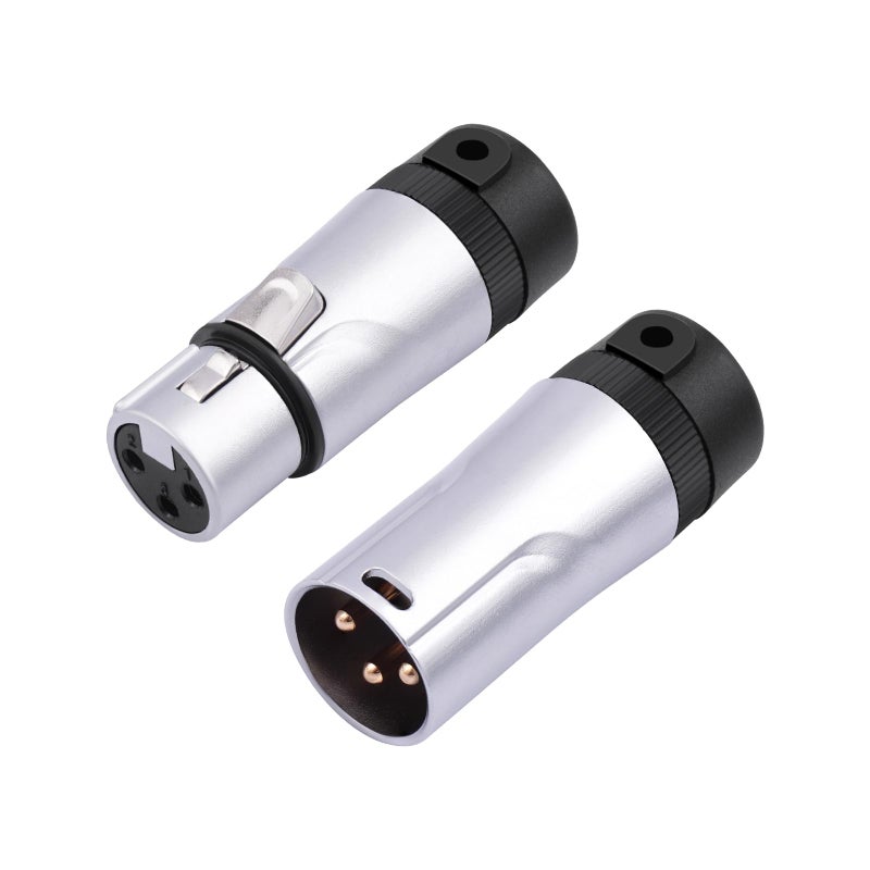 HUALEU 3Pin XLR Connectors Plug,XLR 3 Pin Male/Female Plugs Audio Mic Microphone Cable Plug Connector Audio Socket,1 Male+1 Female-2 Pack - Image 1