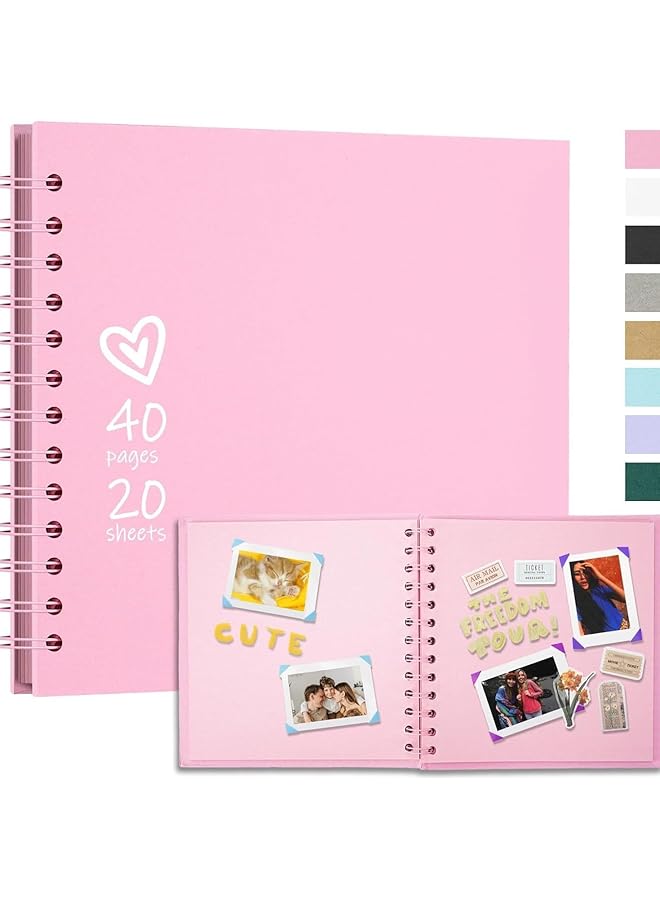The Bros 8 x 8 Inch DIY Scrapbook Album, 40 Pages 20 Sheets Hardcover Kraft Paper Scrap Book Photo Albums Memory Book Creative Handmade Journal for Wedding and Anniversary Family, Travel
