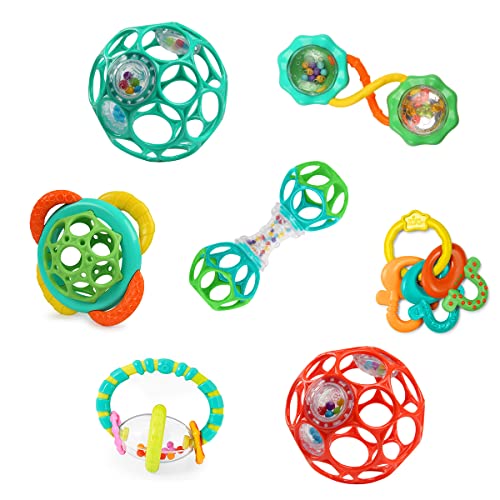 Bright Starts Bright Starts Soothers Shakers 7pc Gift Set BPAFree Baby Rattles Teethers and Stroller Toys Unisex Newborn