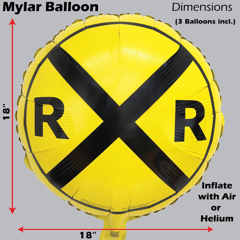 Havercamp Railroad Party Balloons (3 Pcs.)! 3 Round Mylars are great for Train Themed Events, Kid's Birthday Party, Train Collectors, Retirement Party, Father's Day, Graduations. - Image 3