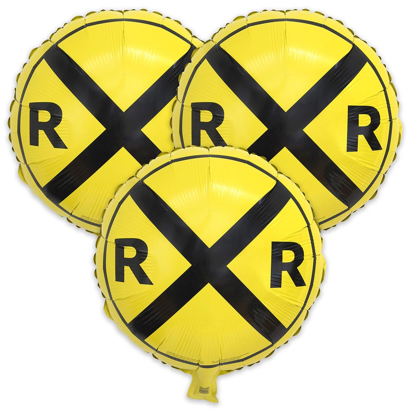 Havercamp Railroad Party Balloons (3 Pcs.)! 3 Round Mylars are great for Train Themed Events, Kid's Birthday Party, Train Collectors, Retirement Party, Father's Day, Graduations. - Image 1