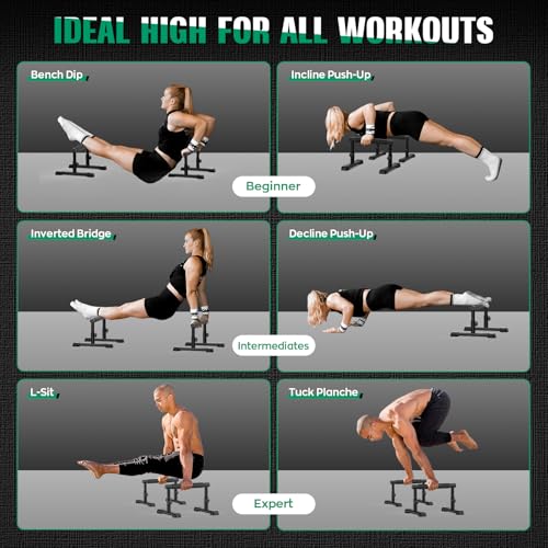 IMAYCC Parallettes Bars, Adjustable 7.5" and 10.6" High Push Up Bars Strength Training For Handstands, Full Planche & Dips, Calisthenic, Gymnastic, Push Up Stands Handle for Floor Workouts Calisthenics Equipment - Image 4