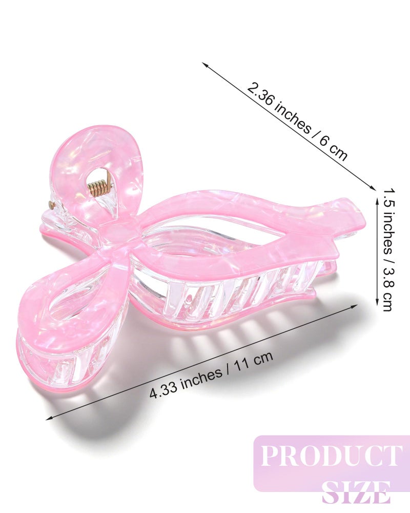 AWAYTR 4 PCS Acrylic Bow Hair Clips for Women Bow Cute Claw Clip 4.3" Large Hair Claw Clips for Thick or Long Hair Bows Jaw Clip - Image 2