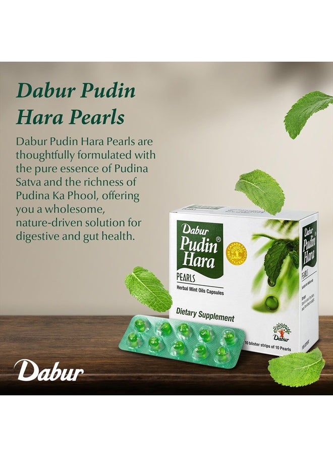 Dabur - Pudin Hara Pearls - Daily Digestive Care Supplements for Men and Women, Helps Abate Symptoms of Bloating, Acidity, Flatulence and Indigestion for Digestive and Gut Health, 100 count (Pack of 10) - Image 1