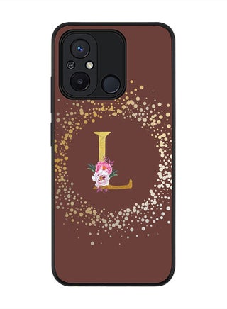 Rugged Black edge case for Xiaomi Redmi 12C 4G, Slim fit Soft Case Flexible Rubber Edges Anti Drop TPU Gel Thin Cover -  Custom Monogram Initial Letter Floral Pattern Alphabet - L  (Brown ) - pzsku/ZB92022C9D522ED1874BDZ/45/_/1692621837/de0bc3f9-611f-4ccd-b497-7755b55eddb1