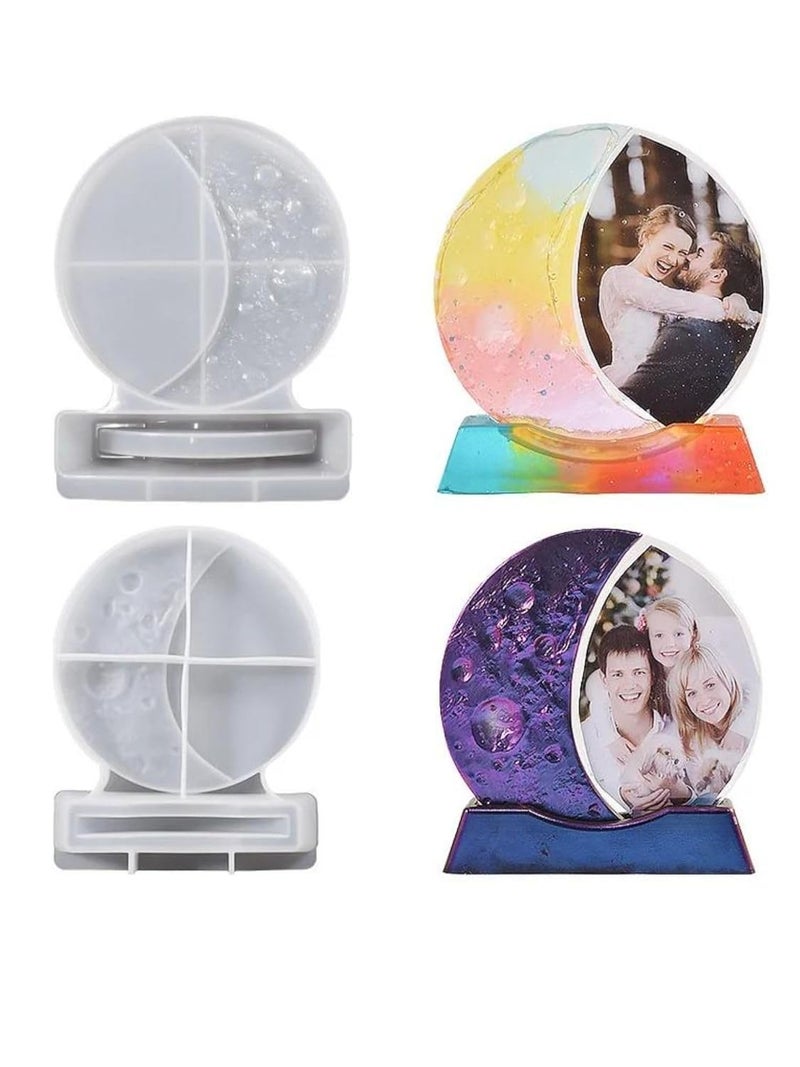 SNOOGG Pack of 1 Silicone Mold Lunar Shape Picture Frames with Stand for Epoxy Resin Casting Resin Art for Home Decor DIY Crafts Project and Handmade Personalized Customize Gifts - Image 4