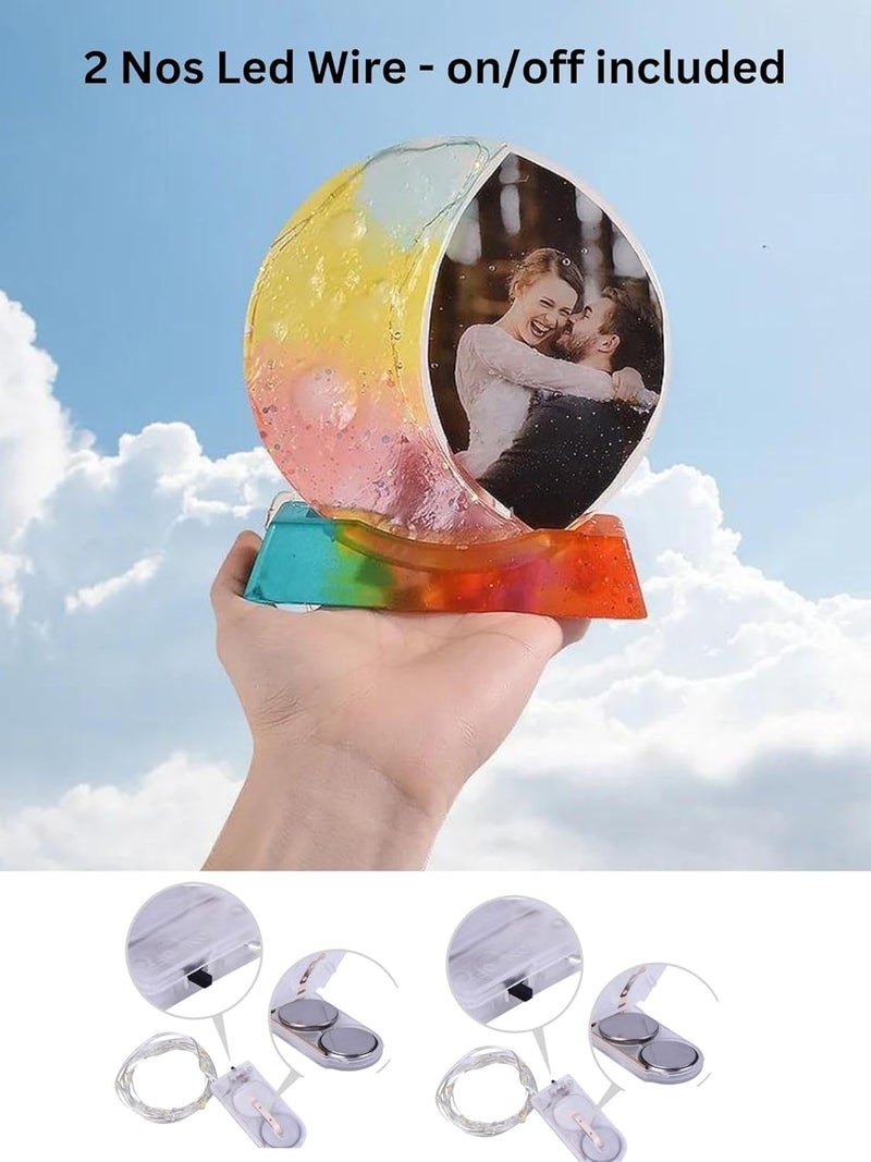 SNOOGG Pack of 1 Silicone Mold Lunar Shape Picture Frames with Stand for Epoxy Resin Casting Resin Art for Home Decor DIY Crafts Project and Handmade Personalized Customize Gifts - Image 3