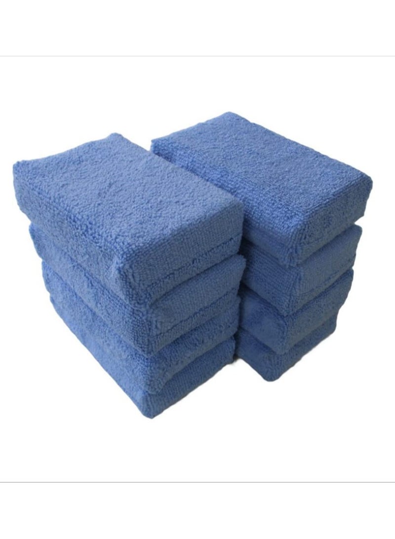 8 Pack Microfiber Sponge Mats for Car Wash & Wax - Durable Cleaning Pads in Blue for Superior Shine & Conditioning - Image 2