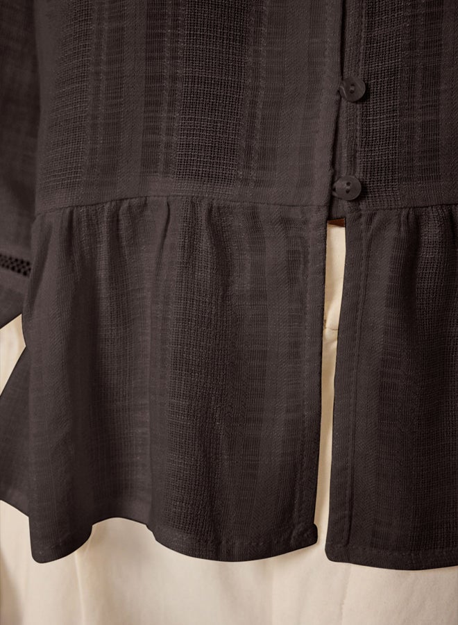 trendyol Brown Regular Fit Woven Shirt with Lace - Image 4