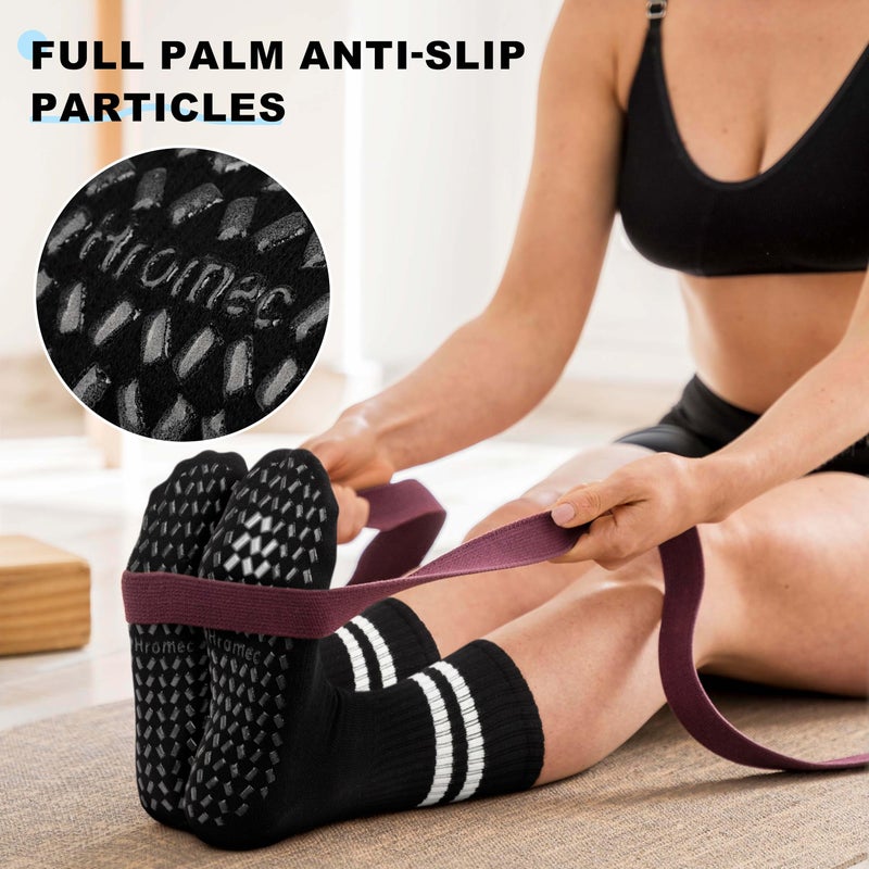 Hromec Pilates Socks with Grips for Yoga, Barefoot, Ballet, Barre, Hospital Non Slip Anti Skid Socks for Women and Men - Image 5