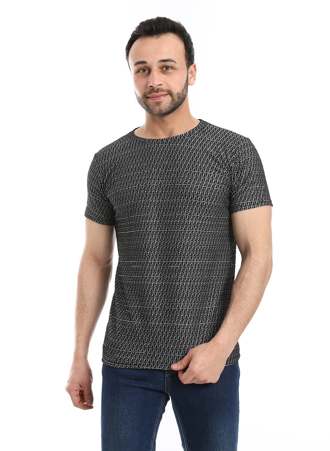 Mens patterned T- Shirt With Half Sleeves And Round Neck