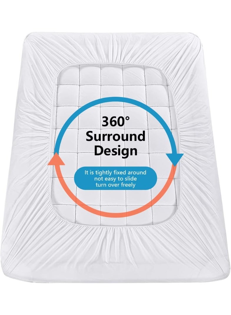 oaskys Cal King Mattress Pad Cover Cooling Mattress Topper Pillow Top with Down Alternative Fill (8-21â€Fitted Deep Pocket California King Size) - Image 4