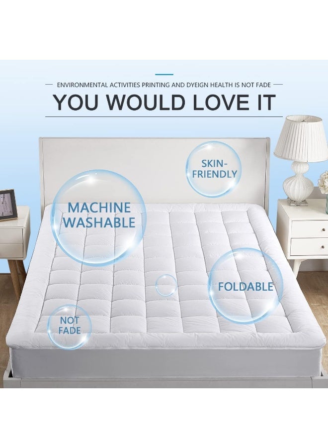 oaskys Cal King Mattress Pad Cover Cooling Mattress Topper Pillow Top with Down Alternative Fill (8-21â€Fitted Deep Pocket California King Size) - Image 2