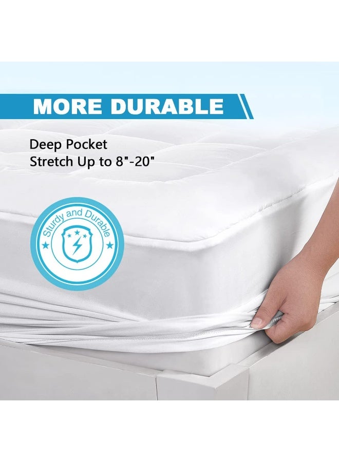 oaskys Cal King Mattress Pad Cover Cooling Mattress Topper Pillow Top with Down Alternative Fill (8-21â€Fitted Deep Pocket California King Size) - Image 3