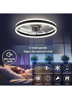 Arabest Low Profile 20'' Ceiling Fan with Dimmable LED Light, Remote Control, 6 Speeds, Quiet Motor - Ideal for Bedroom or Living Room in Black Finish  - Image 3