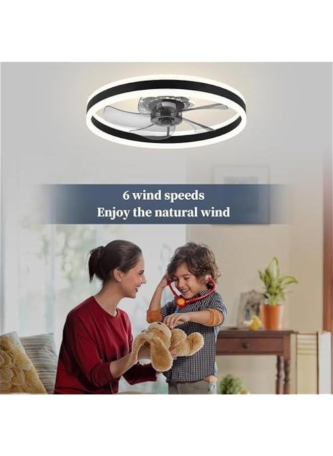 Arabest Low Profile 20'' Ceiling Fan with Dimmable LED Light, Remote Control, 6 Speeds, Quiet Motor - Ideal for Bedroom or Living Room in Black Finish  - Image 4