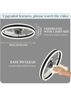 Arabest Low Profile 20'' Ceiling Fan with Dimmable LED Light, Remote Control, 6 Speeds, Quiet Motor - Ideal for Bedroom or Living Room in Black Finish  - Image 5