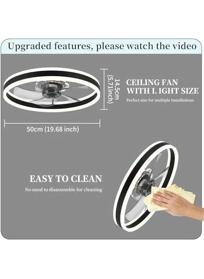 Arabest Low Profile 20'' Ceiling Fan with Dimmable LED Light, Remote Control, 6 Speeds, Quiet Motor - Ideal for Bedroom or Living Room in Black Finish  - Image 5