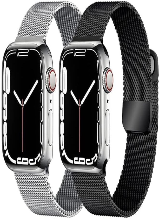 Next - Next Store 2 Pack Metal Mesh Band Compatible with iWatch 38mm 40mm 41mm Series 1 to 9, Adjustable Stainless Steel Milanese Magnetic Clasp Strap Compatible with iWatch Series 1 to 9 - Image 1