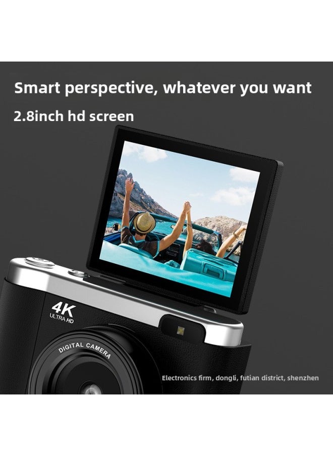 Generic 4K Digital Camera Card CCD Camera HD Selfie Beauty Student Flip Screen Camera-Body Color:8gb Memory Card  - Image 2
