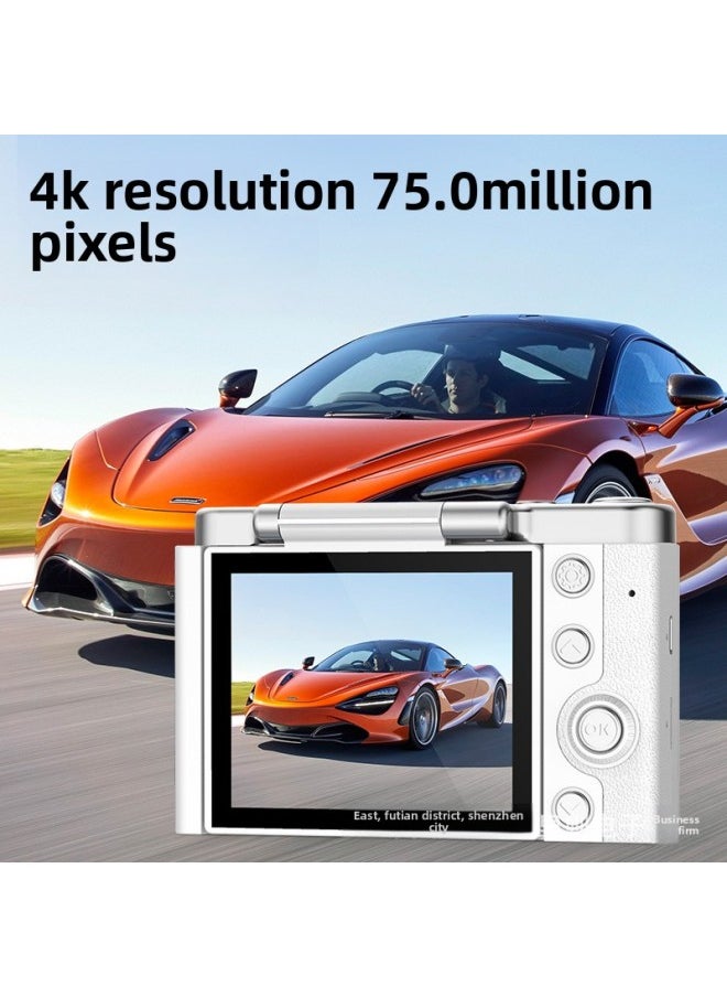 Generic 4K Digital Camera Card CCD Camera HD Selfie Beauty Student Flip Screen Camera-Body Color:8gb Memory Card  - Image 3