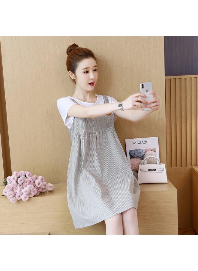 Pregnant Women's Dress Spring And Summer Western Style Trendy Mom's Top Loose Slim Look Small New Outer Dress Fashionable Pregnant Women's Dress 