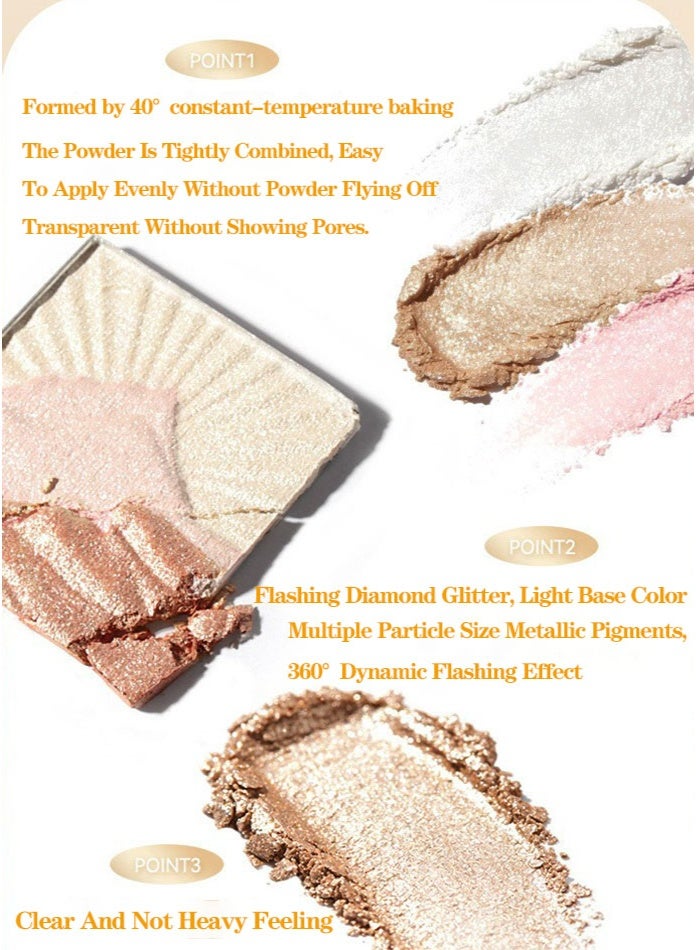 Hot-Selling High-Gloss Powder For Europe And America, Water-Glow Powder, Polarized Pearlescent Powder, Natural Three-Dimensional Face Brightening And Shading Concealer Palette, 6 Colors In One Set - Image 2