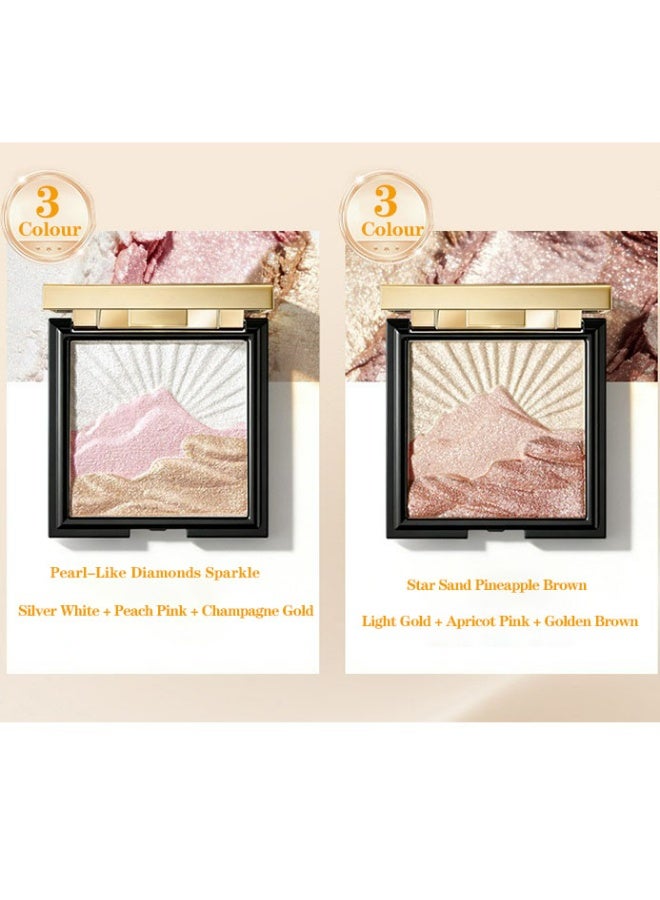 Hot-Selling High-Gloss Powder For Europe And America, Water-Glow Powder, Polarized Pearlescent Powder, Natural Three-Dimensional Face Brightening And Shading Concealer Palette, 6 Colors In One Set - Image 1