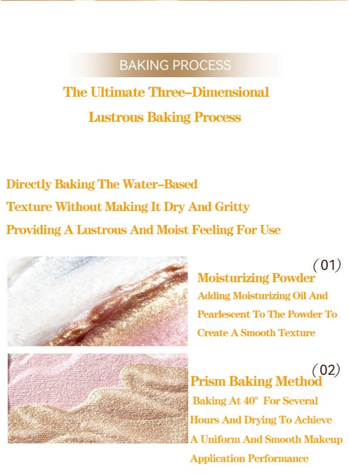 Hot-Selling High-Gloss Powder For Europe And America, Water-Glow Powder, Polarized Pearlescent Powder, Natural Three-Dimensional Face Brightening And Shading Concealer Palette, 6 Colors In One Set - Image 3