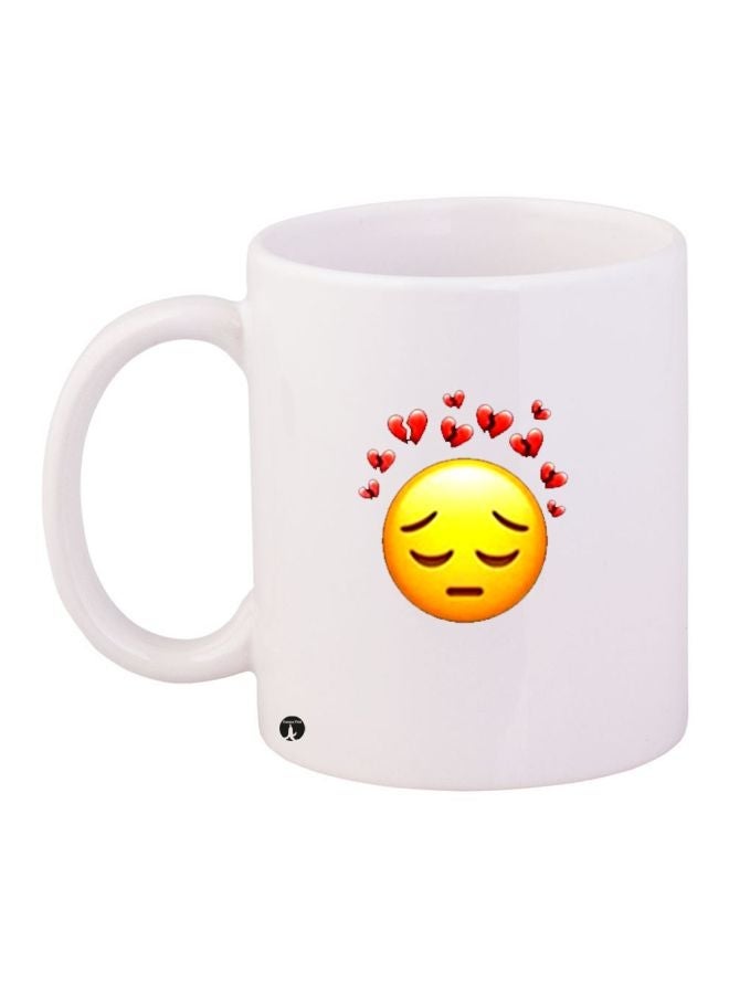 RYN Sad Emoji Printed Coffee Mug White/Yellow/Red 11ounce
