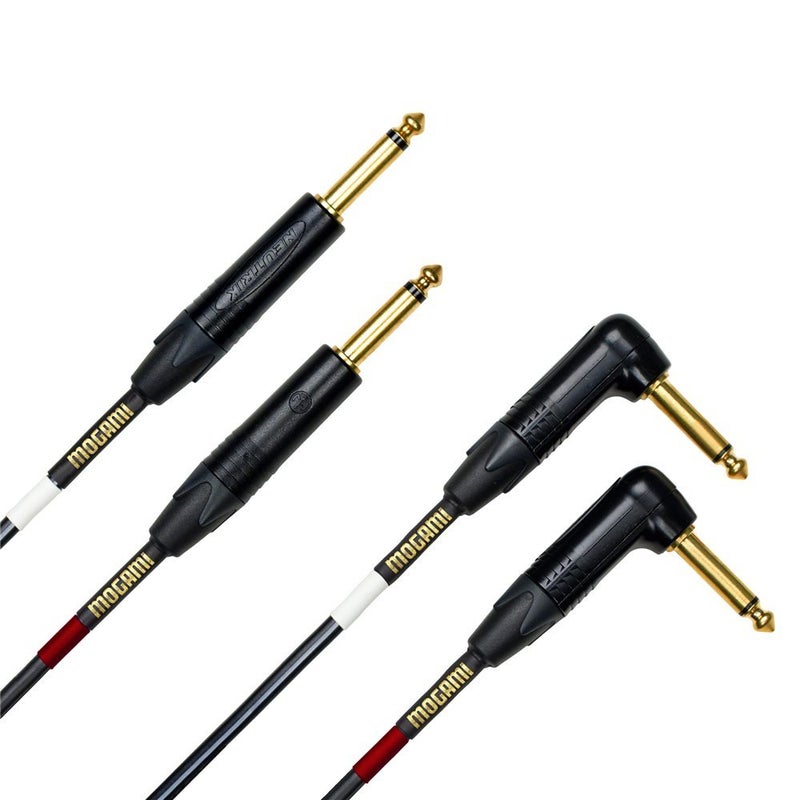 Mogami Gold Key S10R Unbalanced Stereo Keyboard Instrument Cable 14 TS Male Plugs Gold Contacts Dual Right Angle to Dual Straight Connectors 10 Foot