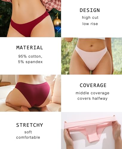 Knowyou Womens Underwear Cotton Cheeky Panties for Women Cute Stretch Bikini Breathable Panties for Ladies 6Pack - Image 5