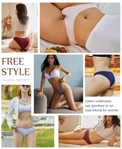 Knowyou Womens Underwear Cotton Cheeky Panties for Women Cute Stretch Bikini Breathable Panties for Ladies 6Pack - Image 2