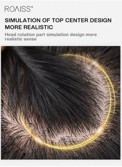 roaiss Men's Hair Natural Style Toupee, Natural Black Hair Pieces Short Wig Real Human Hair Topper Clip for Male for Covering White or Loss Hair, Hair Extensions Daily Wear (16x18cm)  - Image 4