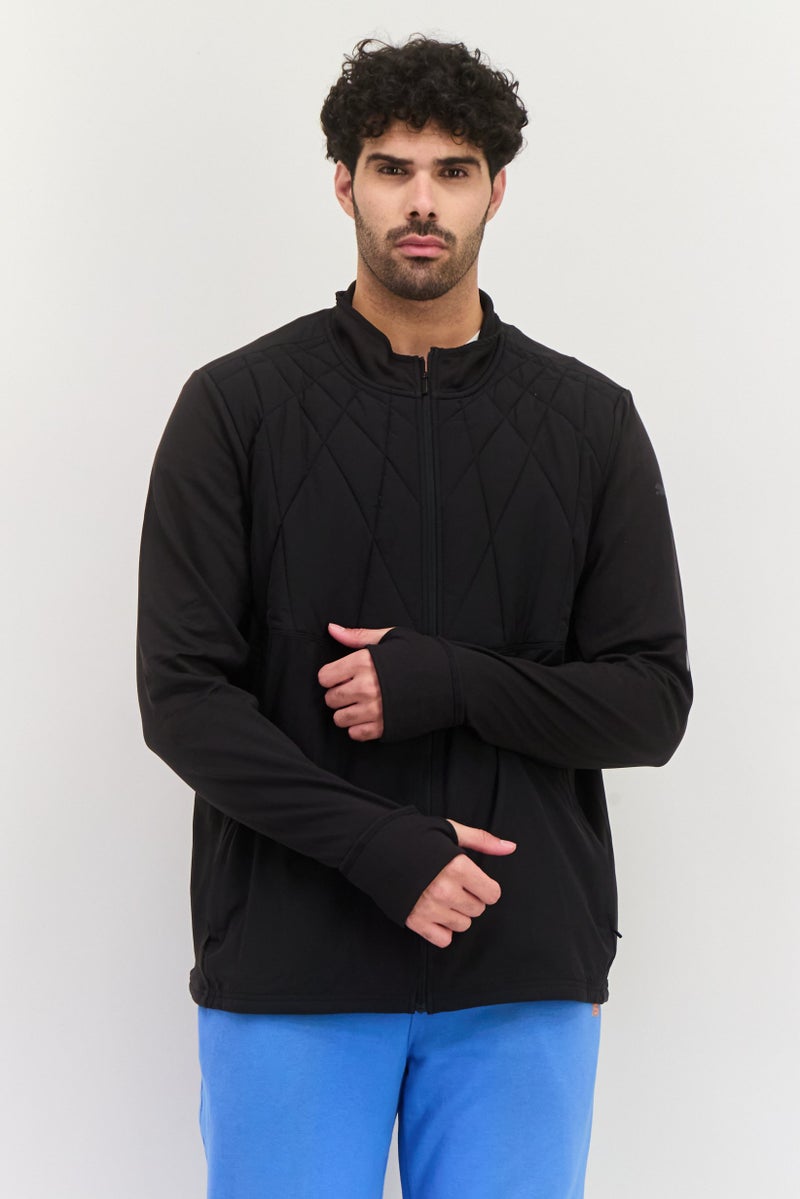 PUMA جاكيت رياضي للرجال بأكمام طويلة مناسب للجري، أسود - Image 1