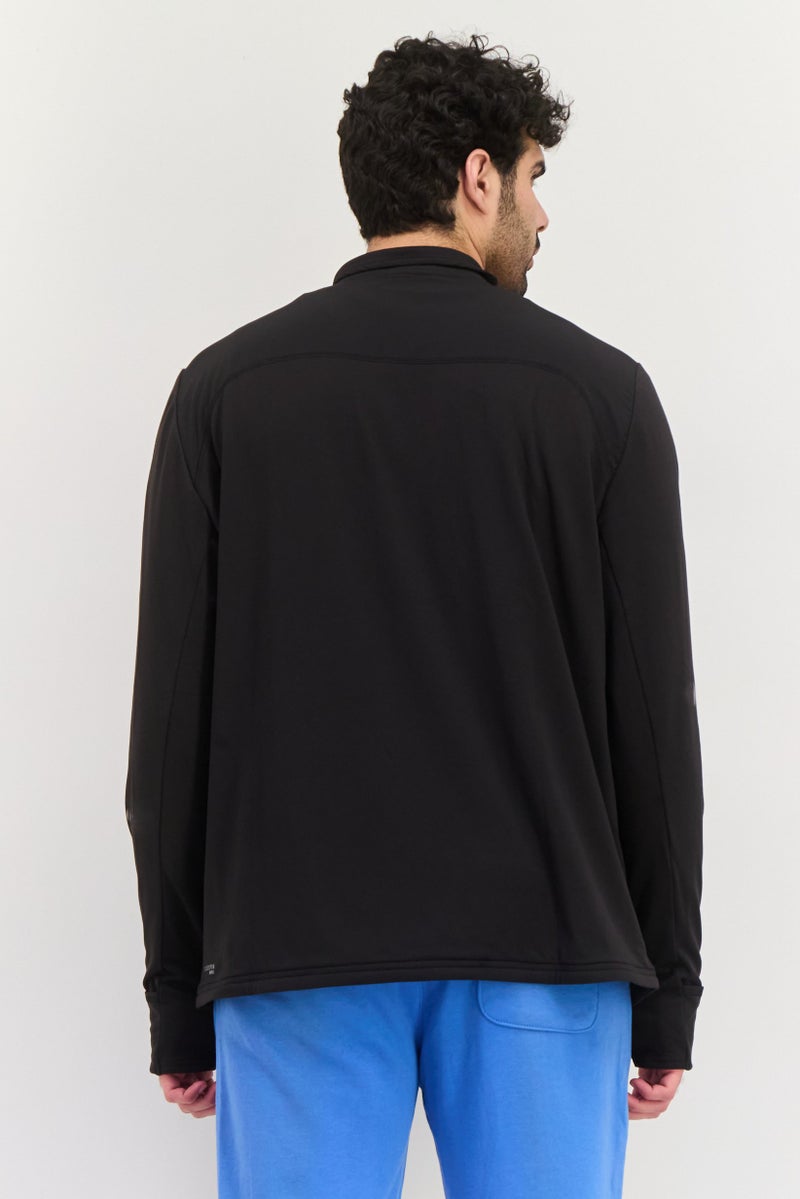 PUMA جاكيت رياضي للرجال بأكمام طويلة مناسب للجري، أسود - Image 2