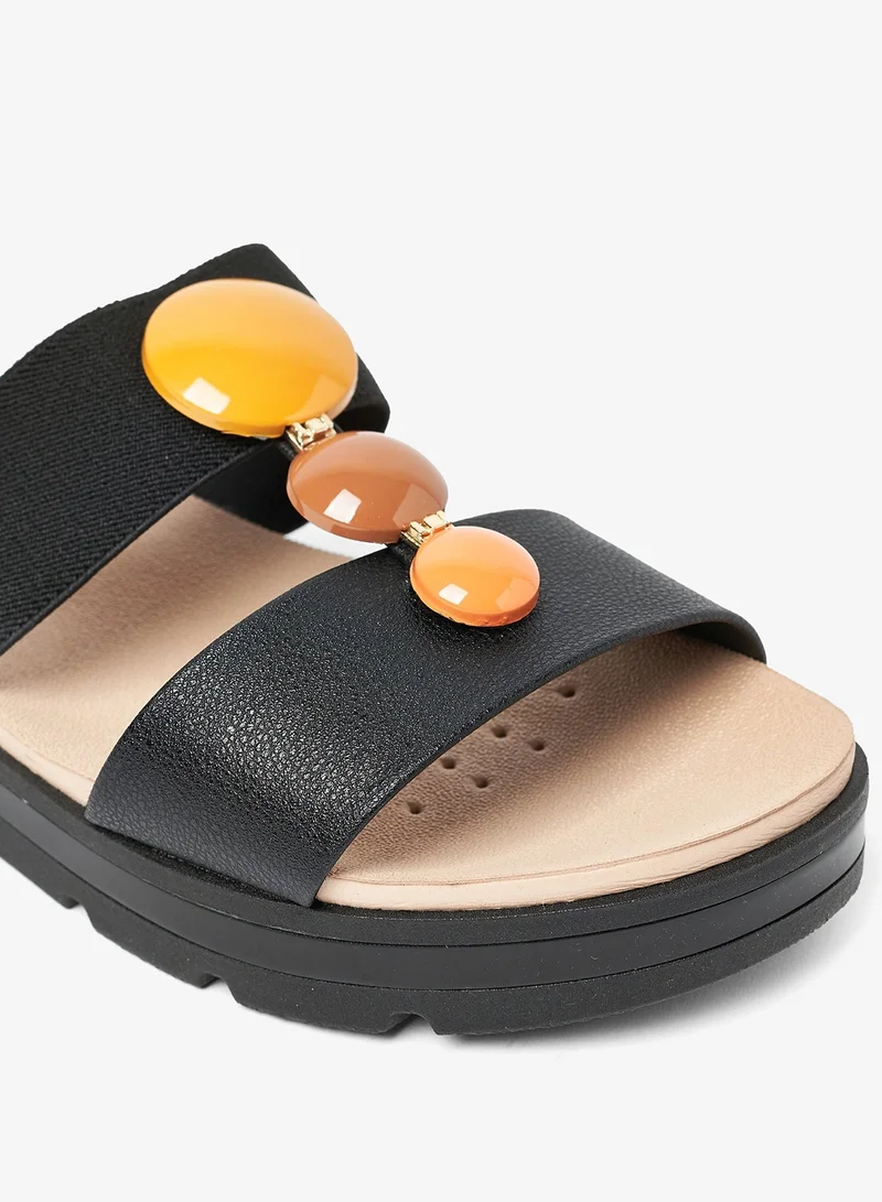 Modare Black Flat Sandals for Women – Stylish Ladies Flat Sandals & Comfortable Flat Slippers for Women | Best Price UAE