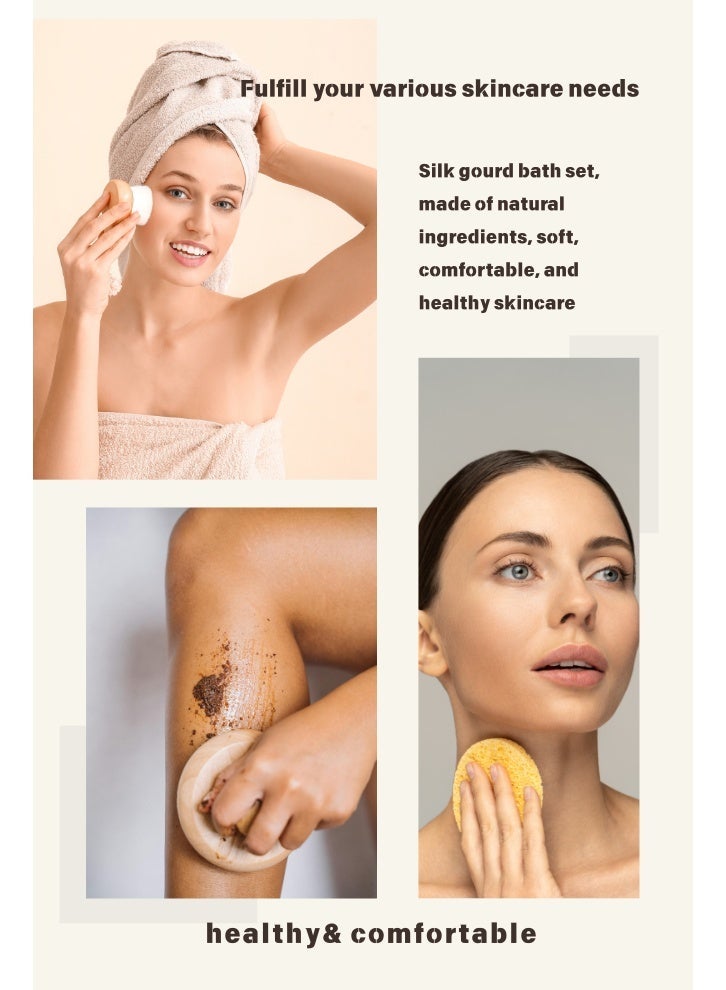 Natural Halal Bath Set with Loofah Glove & Body Brushes, 7pcs Organic Foot & Body Care Kit in Jute Bag, Gift Idea - Image 3